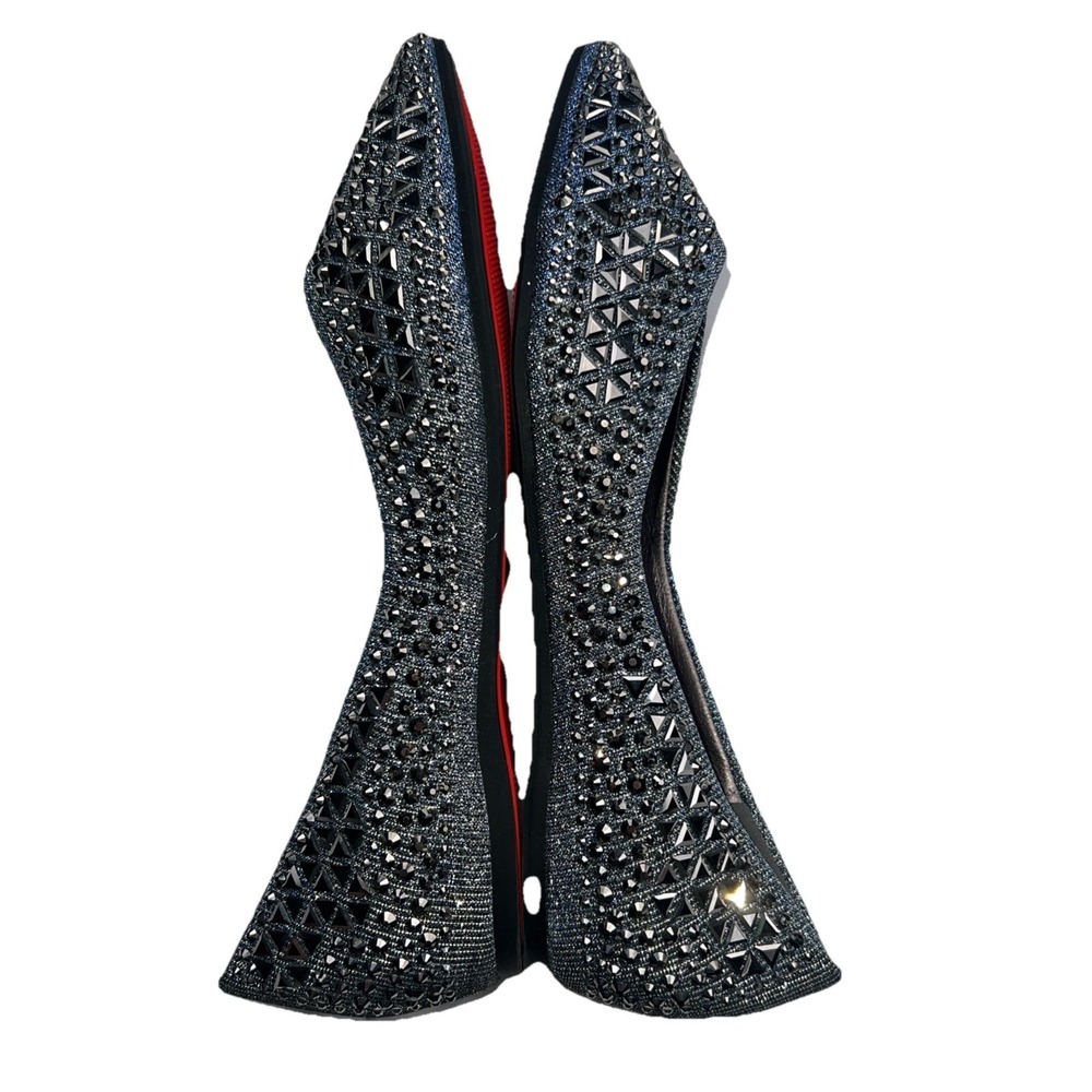 Rivets Flats Pointed Toe Glitter Beading Ballerian Shoes Shallow Mouth Sequined - Picture 3 of 8